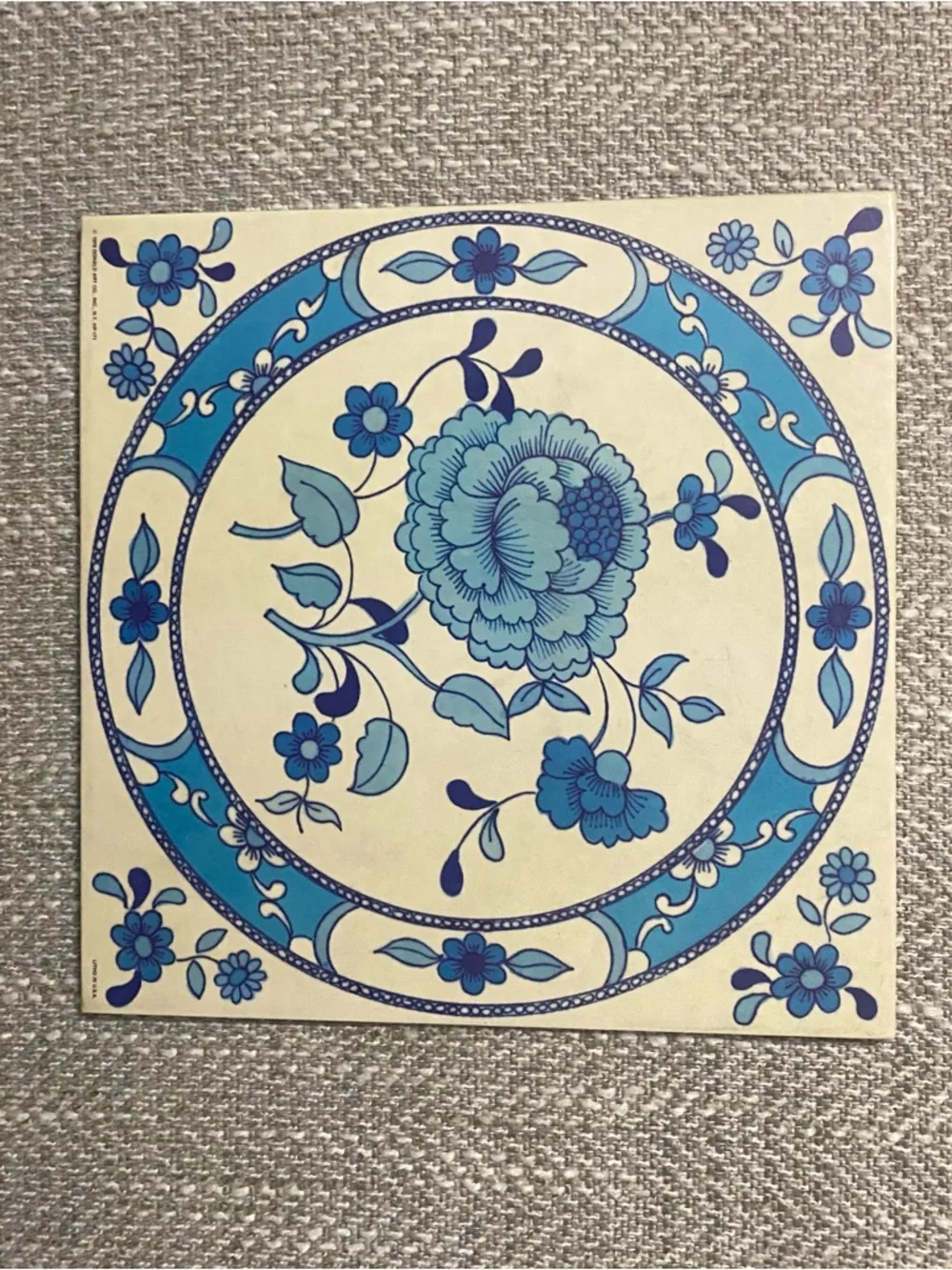 Vintage 1970s Litho In USA Donald Art Co Decor For Wall (1979) Blue & Cream